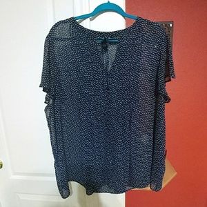 Heart Print Chiffon Pleated Tie Front To